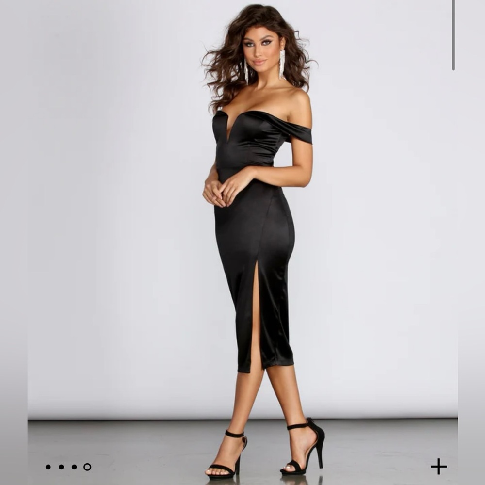 Satin midi slit dress